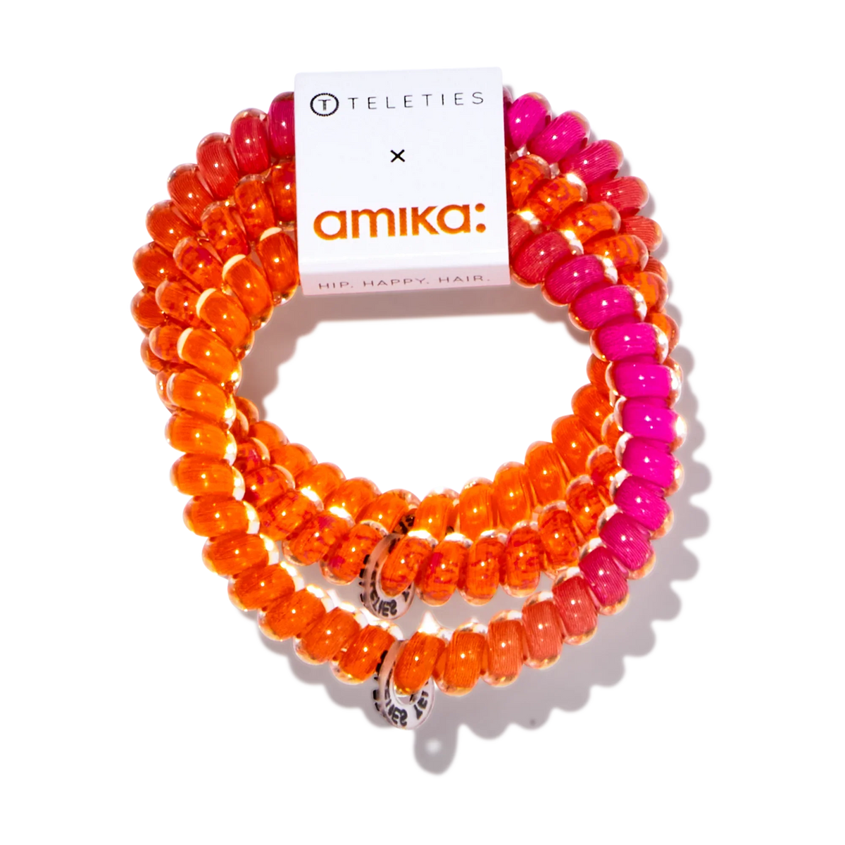 amika x TELETIES necessities set 3 pc hair ties, clip, essentials bag + perk up plus