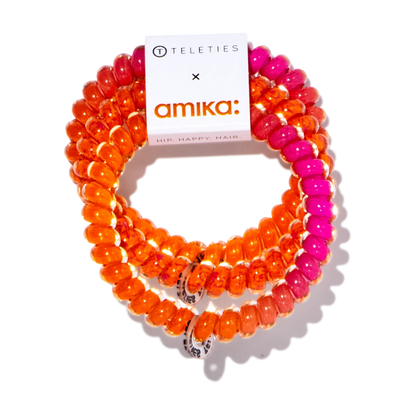 amika x TELETIES necessities set 3 pc hair ties, clip, essentials bag + perk up plus