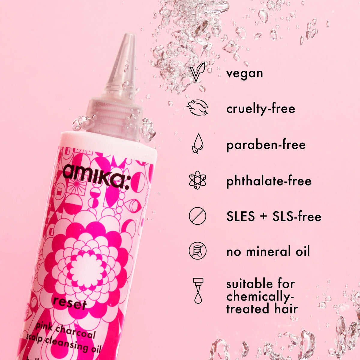 reset pink charcoal scalp cleansing oil - 6.7 oz / 200 ml