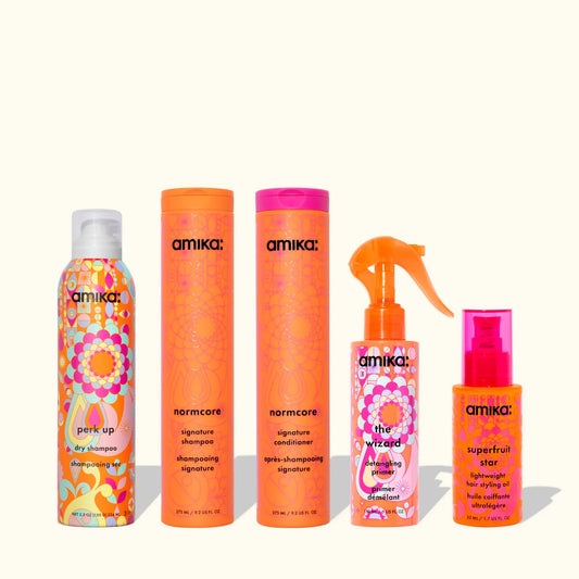 strand superheroes routine set normcore shampoo, conditioner + superfruit star + perk up + wizard