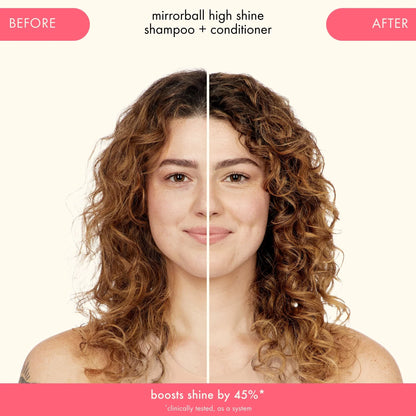 super-sized shine set mirrorball high shine + protect antioxidant shampoo + conditioner + flash mask