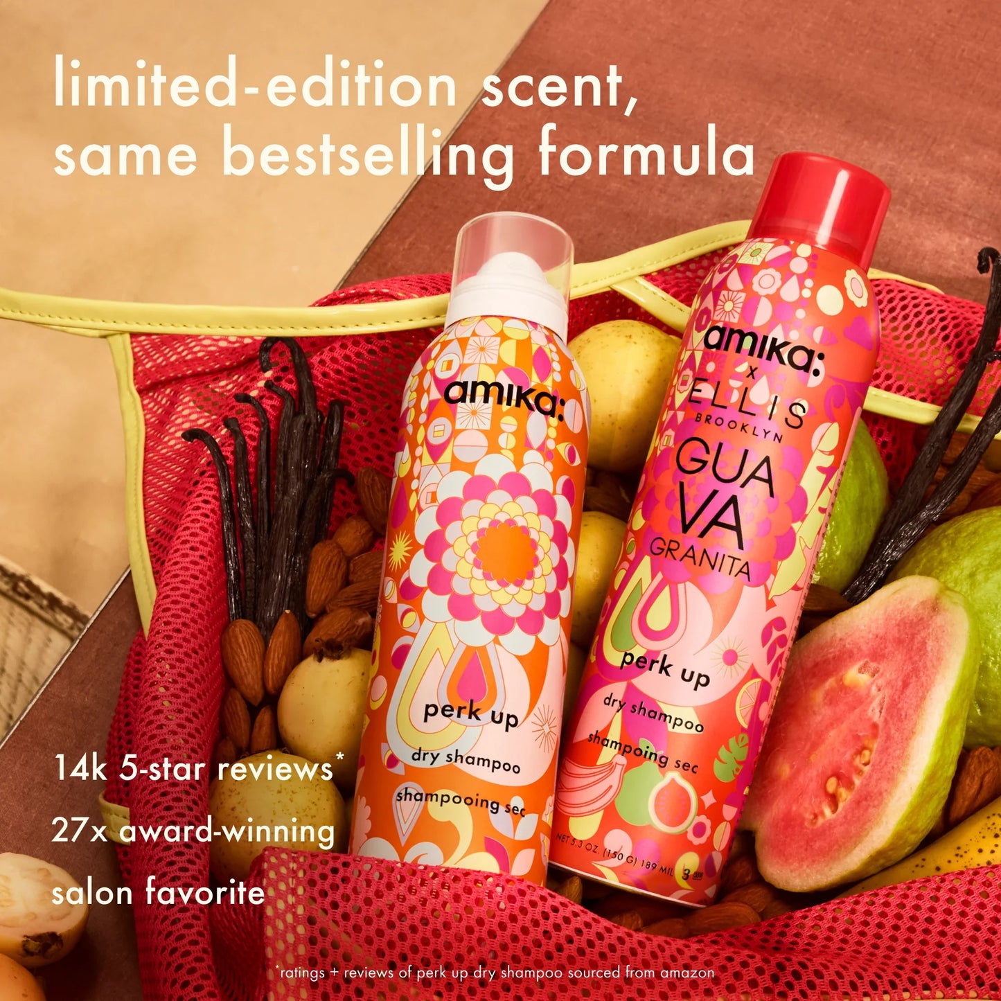 amika x Ellis Brooklyn limited-edition perk up GUAVA GRANITA dry shampoo bundle set