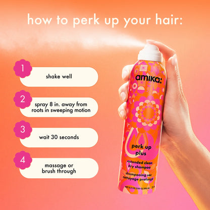 refresh, prep + mist set amika:aura hair + body mist, perk up plus dry shampoo, superfruit star styling oil