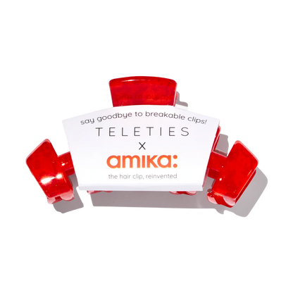 amika x TELETIES necessities set 3 pc hair ties, clip, essentials bag + perk up plus