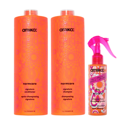 super-sized signature set normcore nourishing shampoo + conditioner + the wizard silicone-free detangling primer (silicone free wizard)