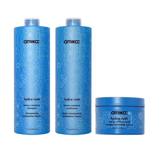 super-sized hydration set hydro rush intense moisture shampoo, conditioner + hair mask with hyaluronic acid