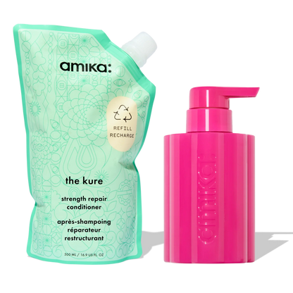 the kure strength repair conditioner forever friend bottle + pouch duo